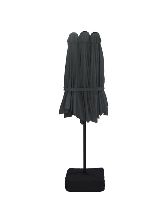 Saulessargs ar 2 jumtiņiem un led, 449x265 cm, melns