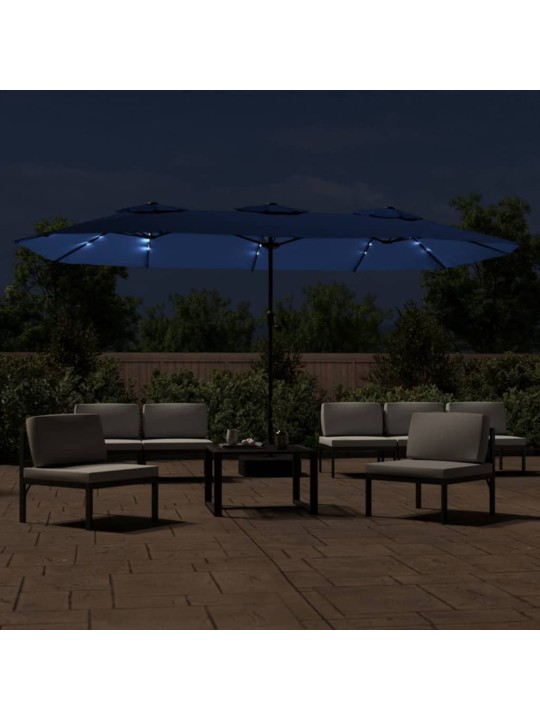 Saulessargs ar 2 jumtiņiem un led, zils, 449x245 cm