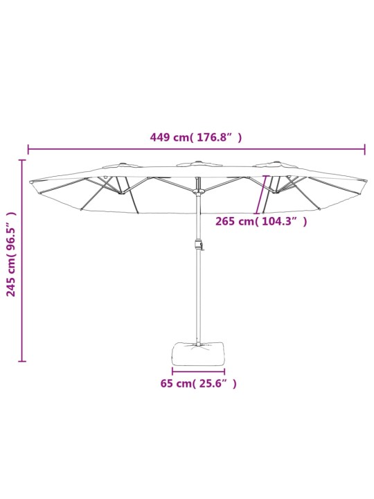 Saulessargs ar 2 jumtiņiem un led, zils, 449x245 cm
