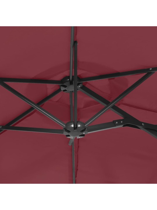 Saulessargs ar 2 jumtiņiem un led, vīnsarkans, 316x240 cm