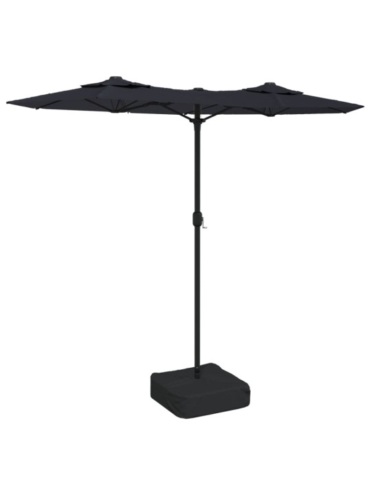 Saulessargs ar 2 jumtiņiem un led, melns, 316x240 cm