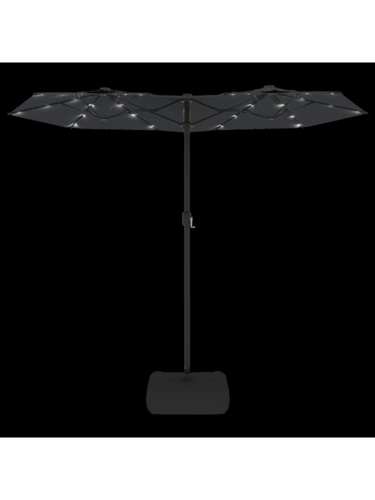 Saulessargs ar 2 jumtiņiem un led, melns, 316x240 cm
