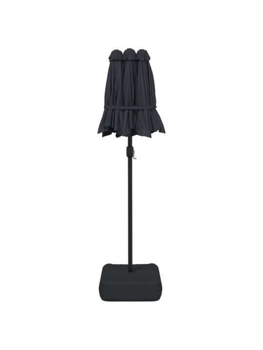 Saulessargs ar 2 jumtiņiem un led, melns, 316x240 cm