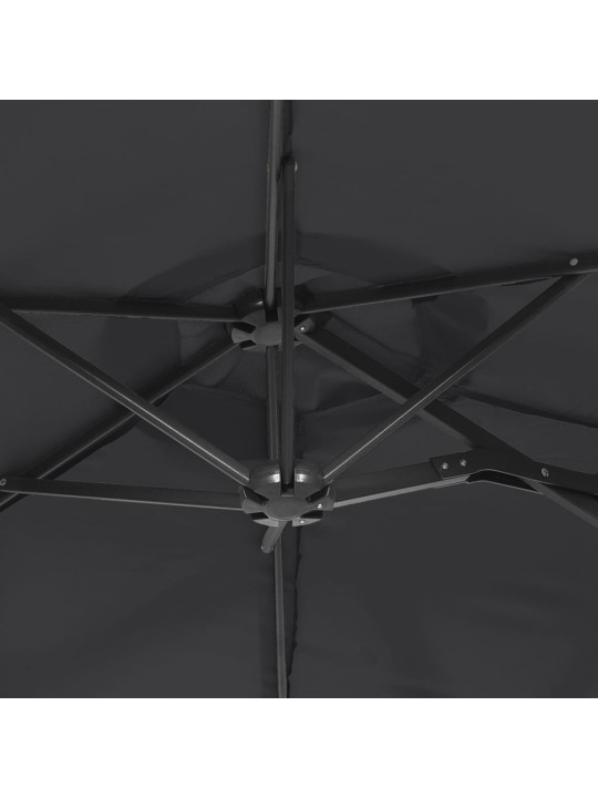 Saulessargs ar 2 jumtiņiem un led, melns, 316x240 cm