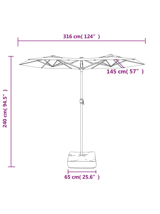 Saulessargs ar 2 jumtiņiem un led, zils, 316x240 cm