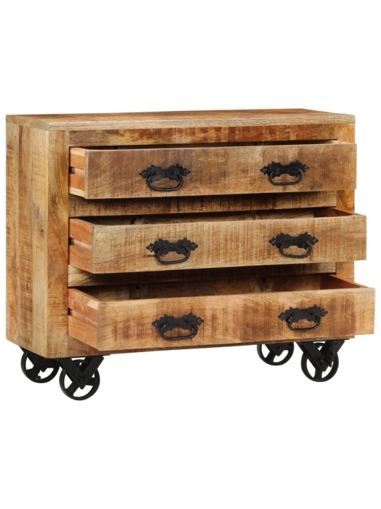 Kumode ar 3 atvilktnēm, 80x30x65 cm, neapstrādāts mango koks