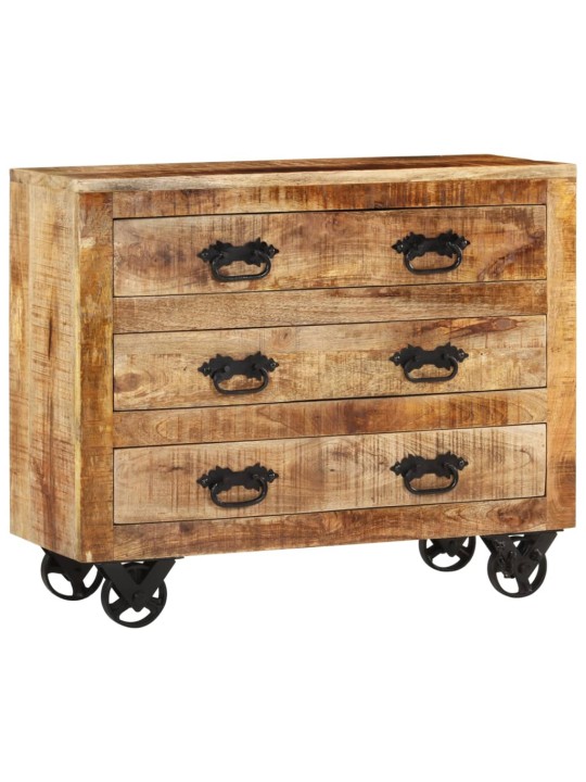 Kumode ar 3 atvilktnēm, 80x30x65 cm, neapstrādāts mango koks