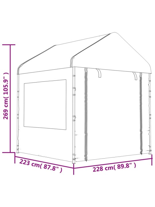 Nojume ar jumtu, balta, 4,46x2,28x2,69 m, polietilēns