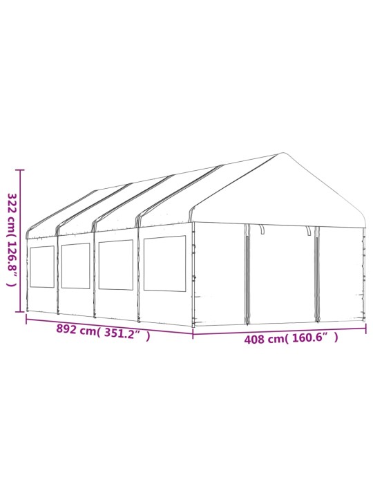Nojume ar jumtu, balta, 8,92x4,08x3,22 m, polietilēns