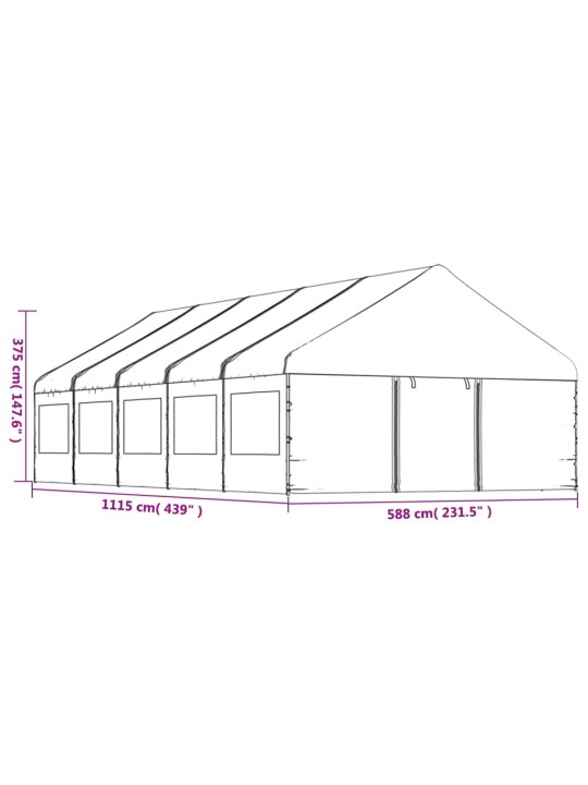 Nojume ar jumtu, balta, 11,15x5,88x3,75 m, polietilēns