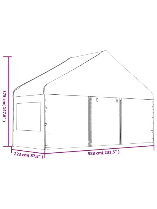 Nojume ar jumtu, balta, 13,38x5,88x3,75 m, polietilēns