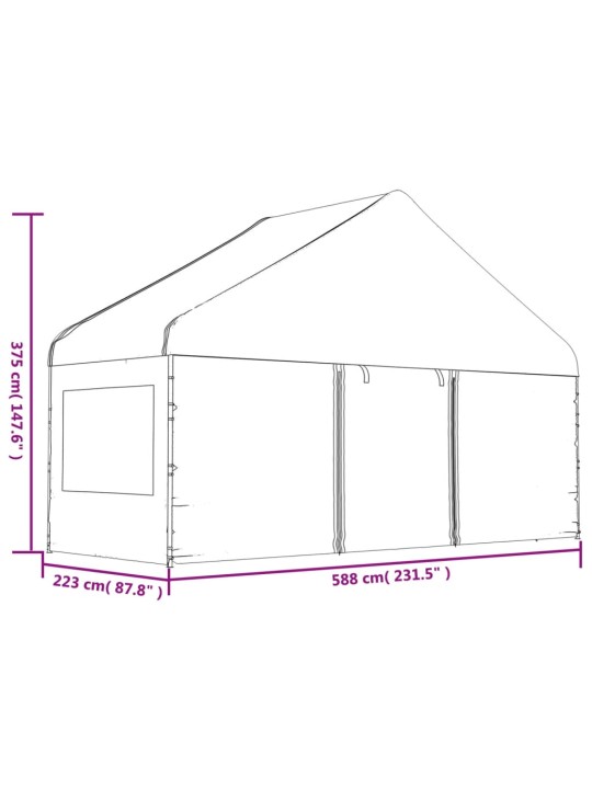 Nojume ar jumtu, balta, 15,61x5,88x3,75 m, polietilēns