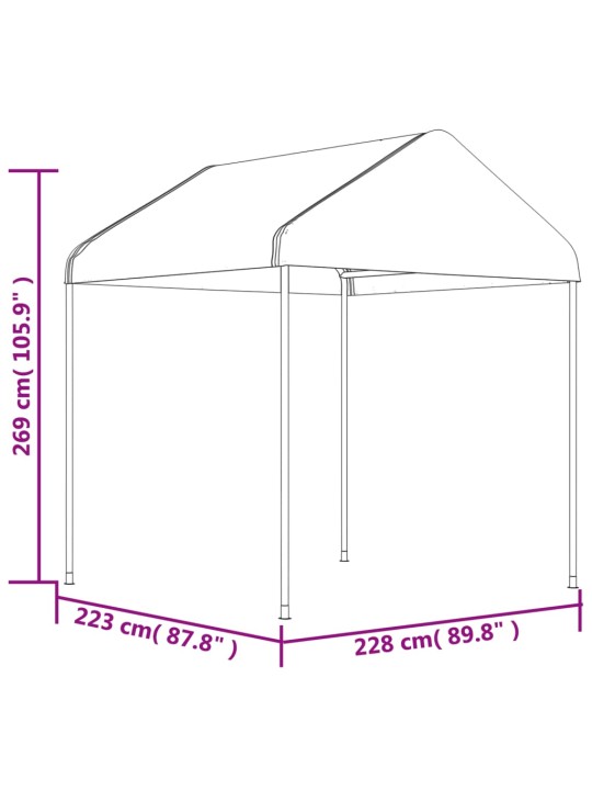 Nojume ar jumtu, balta, 6,69x2,28x2,69 m, polietilēns
