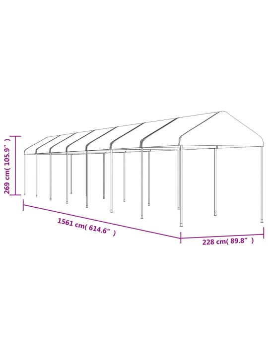 Nojume ar jumtu, balta, 15,61x2,28x2,69 m, polietilēns