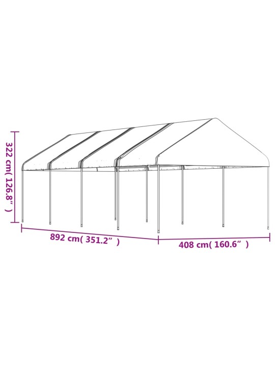 Nojume ar jumtu, balta, 8,92x4,08x3,22 m, polietilēns