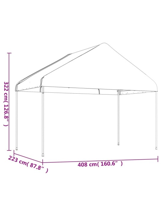 Nojume ar jumtu, balta, 8,92x4,08x3,22 m, polietilēns