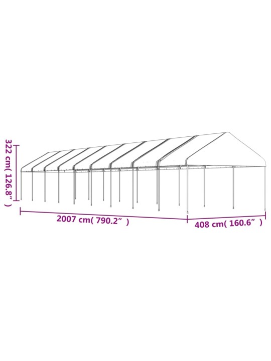 Nojume ar jumtu, balta, 20,07x4,08x3,22 m, polietilēns