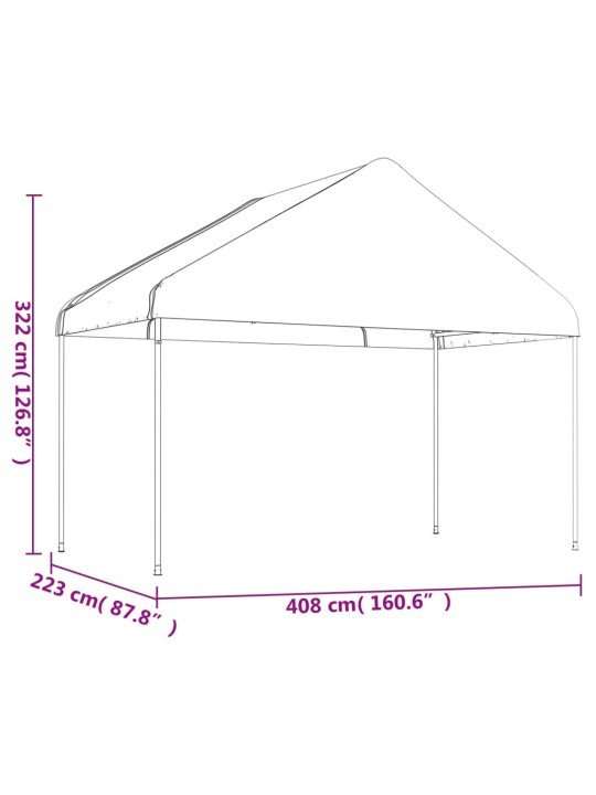 Nojume ar jumtu, balta, 20,07x4,08x3,22 m, polietilēns