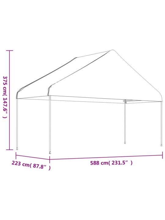 Nojume ar jumtu, balta, 17,84x5,88x3,75 m, polietilēns