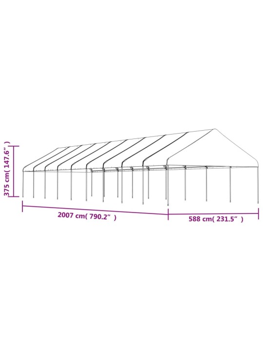 Nojume ar jumtu, balta, 20,07x5,88x3,75 m, polietilēns