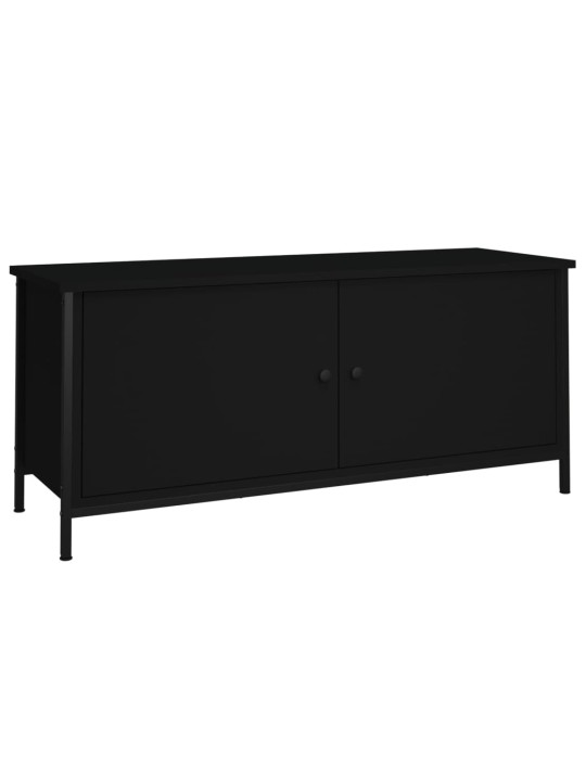 Tv skapītis ar durvīm, melns, 102x35x45 cm, inženierijas koks