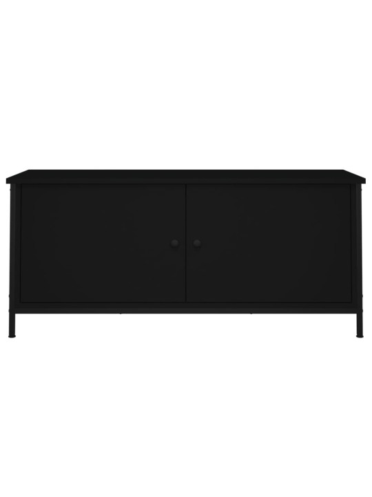 Tv skapītis ar durvīm, melns, 102x35x45 cm, inženierijas koks