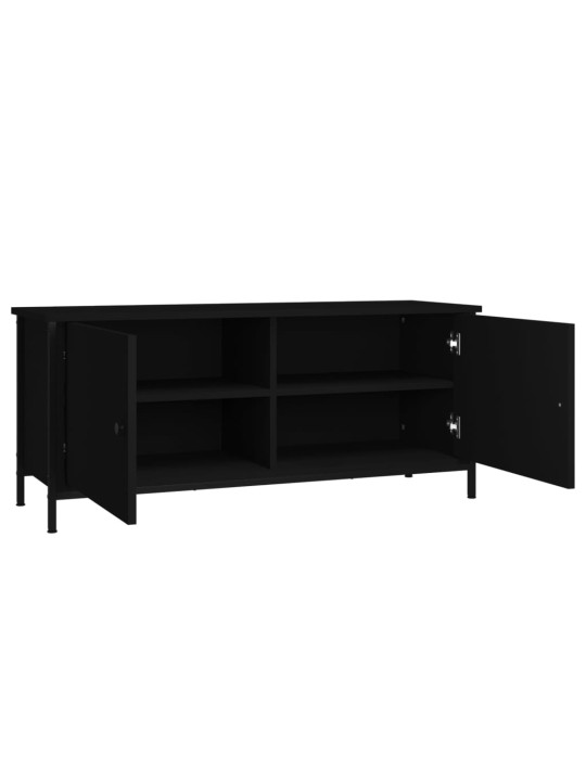 Tv skapītis ar durvīm, melns, 102x35x45 cm, inženierijas koks
