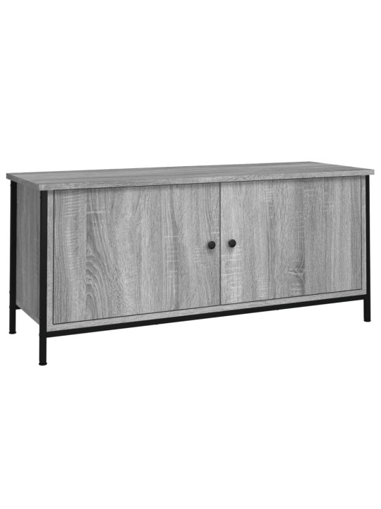 Tv skapītis ar durvīm, pelēks, 102x35x45 cm, inženierijas koks