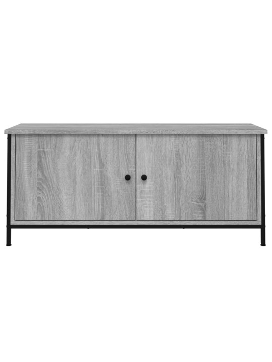 Tv skapītis ar durvīm, pelēks, 102x35x45 cm, inženierijas koks