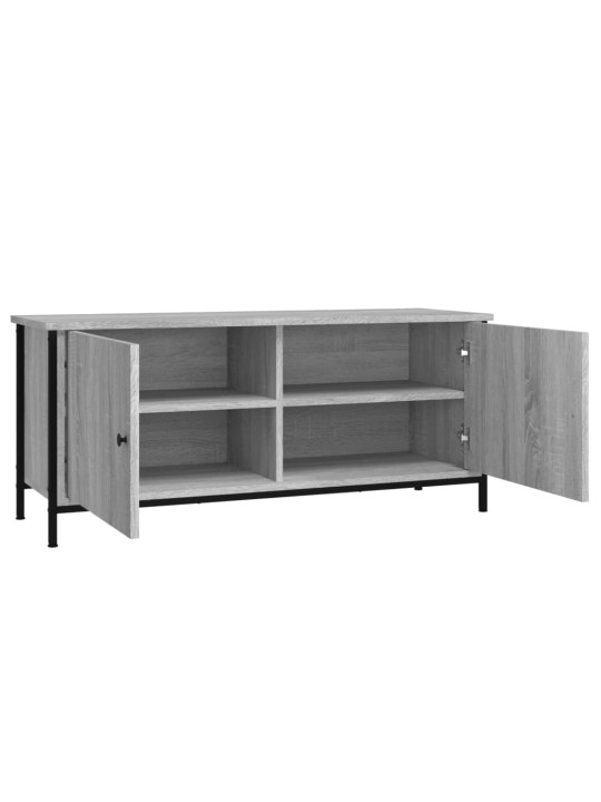 Tv skapītis ar durvīm, pelēks, 102x35x45 cm, inženierijas koks