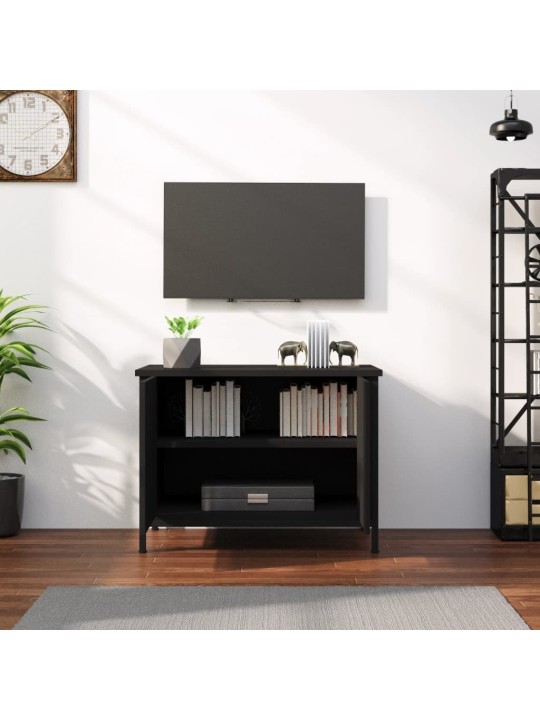 Tv skapītis ar durvīm, 60x35x45 cm, inženierijas koks, melns