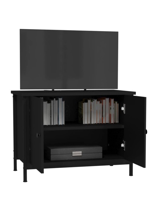 Tv skapītis ar durvīm, 60x35x45 cm, inženierijas koks, melns