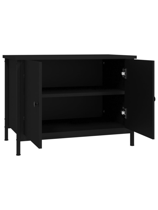 Tv skapītis ar durvīm, 60x35x45 cm, inženierijas koks, melns
