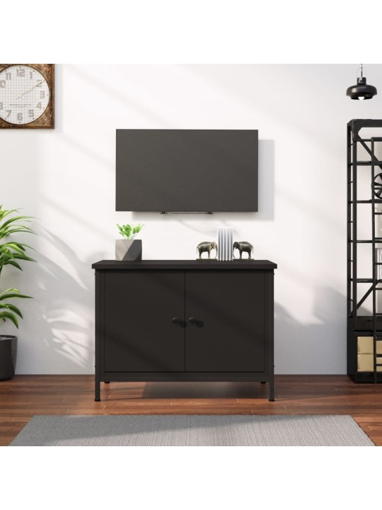 Tv skapītis ar durvīm, 60x35x45 cm, inženierijas koks, melns