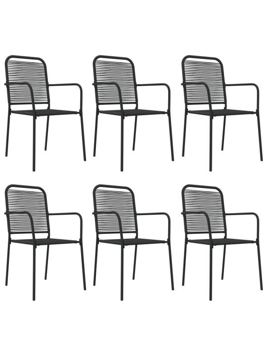 7-daļīgs dārza mēbeļu komplekts, virves, tērauds, melns