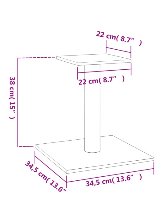 Nagu asināšanas stabs ar platformu, tumši pelēks, 38 cm