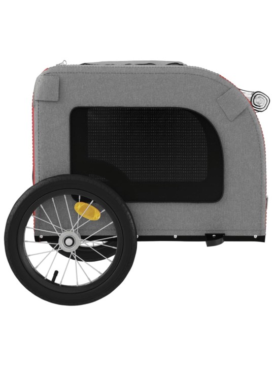 Mājdzīvnieku velo piekabe, sarkana ar pelēku, audums, dzelzs