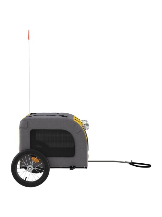 Mājdzīvnieku velo piekabe, dzeltena ar pelēku, audums, dzelzs