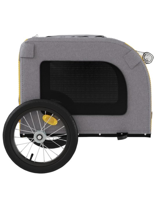 Mājdzīvnieku velo piekabe, dzeltena ar pelēku, audums, dzelzs
