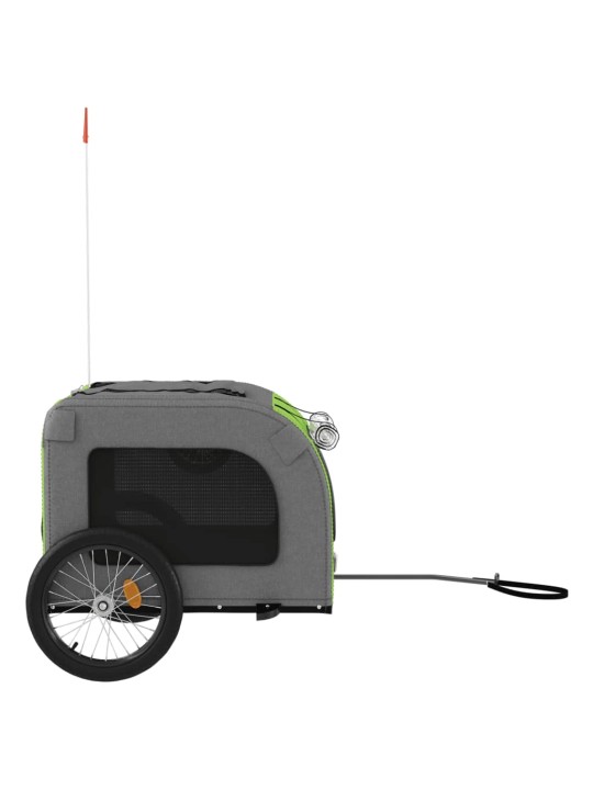 Mājdzīvnieku velo piekabe, zaļa ar pelēku, audums, dzelzs