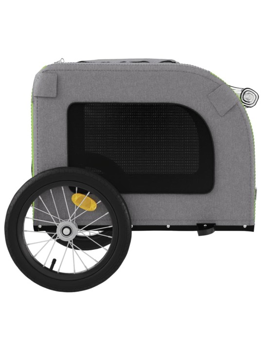 Mājdzīvnieku velo piekabe, zaļa ar pelēku, audums, dzelzs