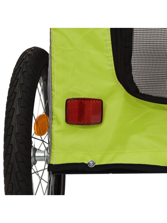 Mājdzīvnieku velo piekabe, zaļa ar pelēku, audums, dzelzs