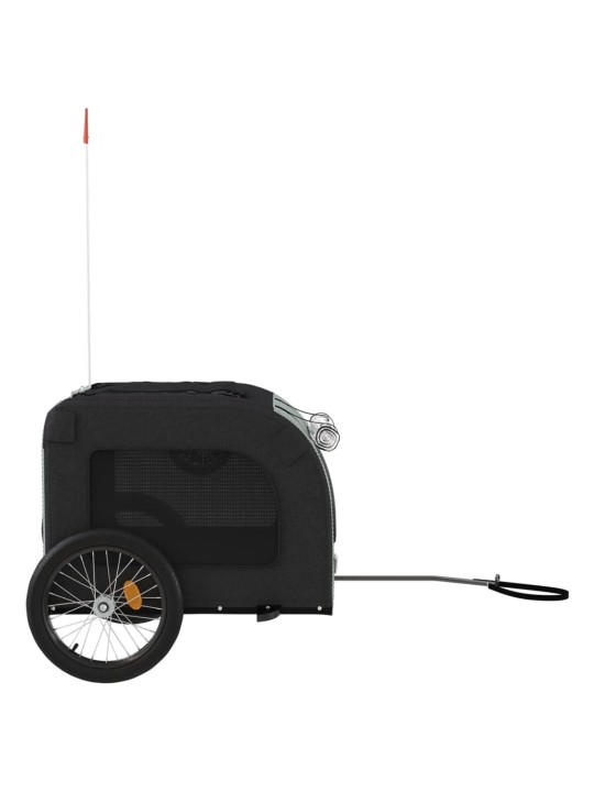 Mājdzīvnieku velo piekabe, melna ar pelēku, audums un dzelzs