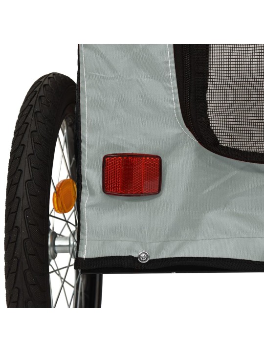 Mājdzīvnieku velo piekabe, melna ar pelēku, audums un dzelzs