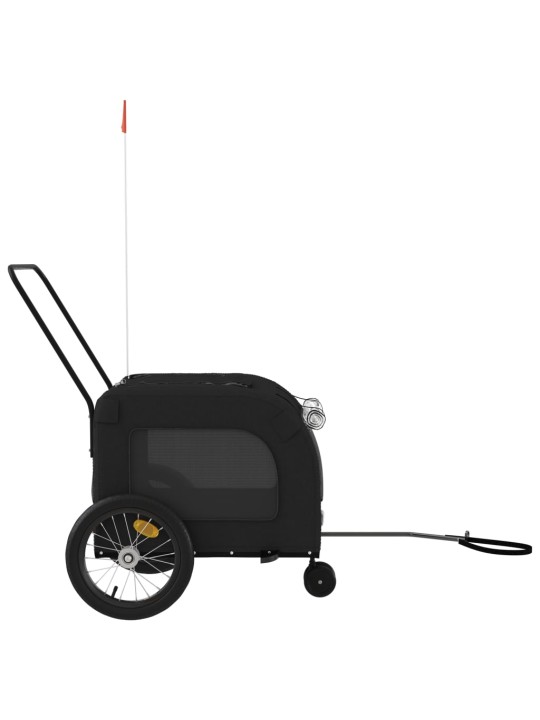 Mājdzīvnieku velo piekabe, melna, oksfordas audums un dzelzs