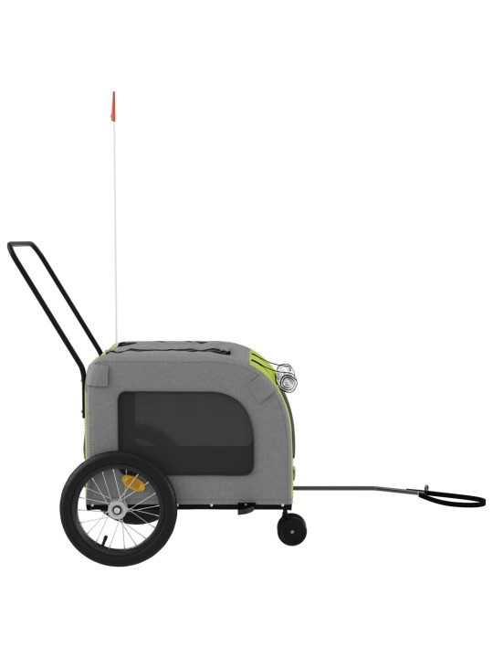 Mājdzīvnieku velo piekabe, zaļa ar pelēku, audums, dzelzs