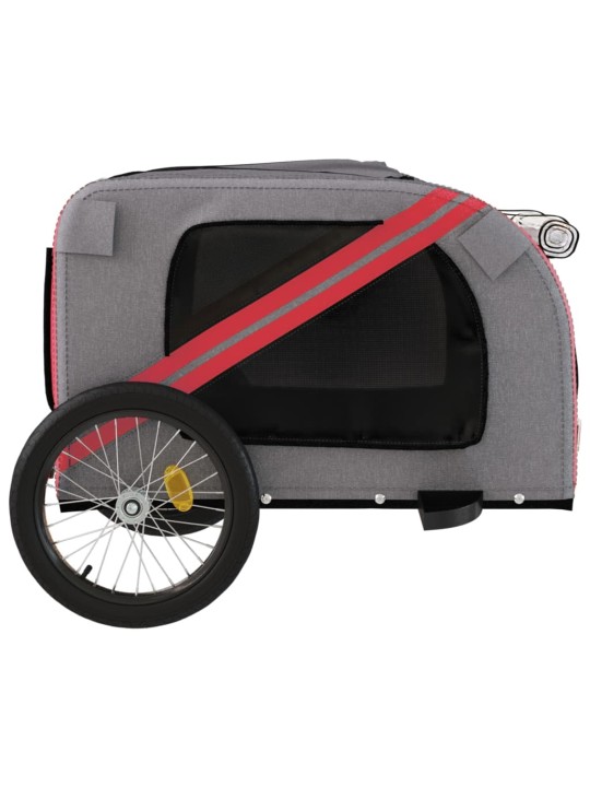 Mājdzīvnieku velo piekabe, sarkana ar pelēku, audums, dzelzs