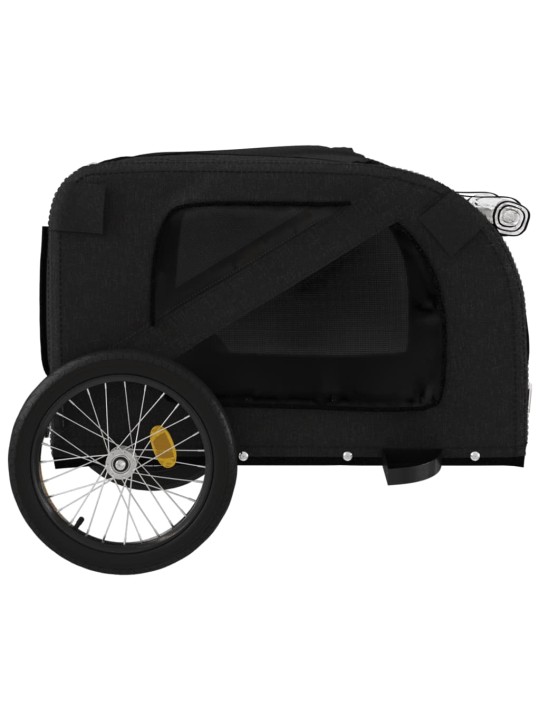 Mājdzīvnieku velo piekabe, melna, oksfordas audums un dzelzs