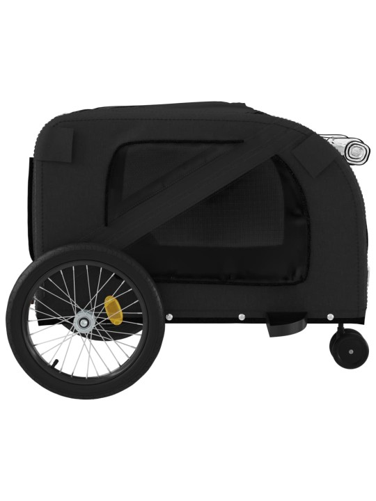 Mājdzīvnieku velo piekabe, melna, oksfordas audums un dzelzs