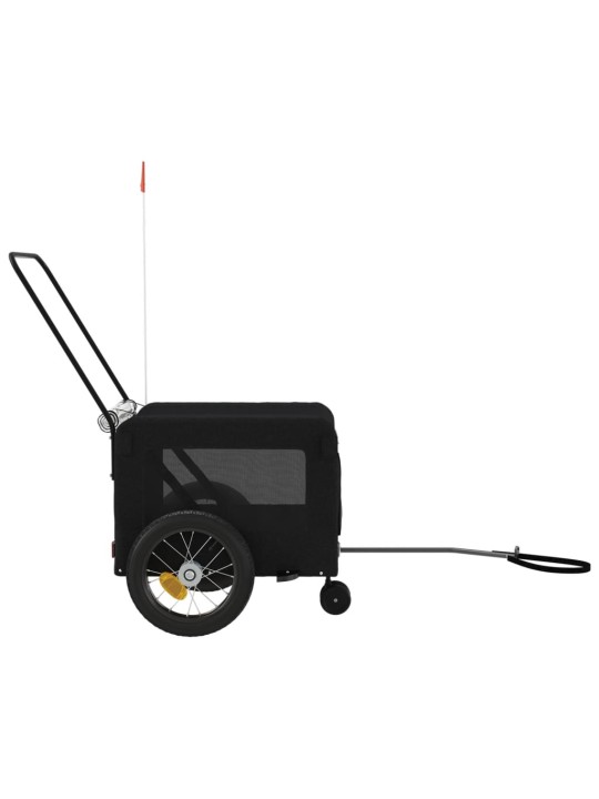 Mājdzīvnieku velo piekabe, melna, oksfordas audums un dzelzs
